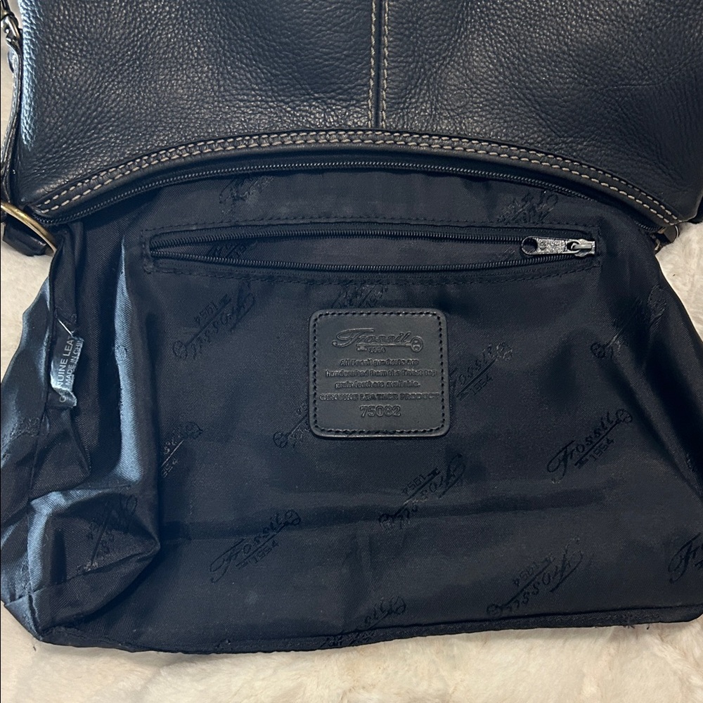 Vintage Fossil Black Pebbled Leather Shoulder Bag #75082 - Picture 9 of 14